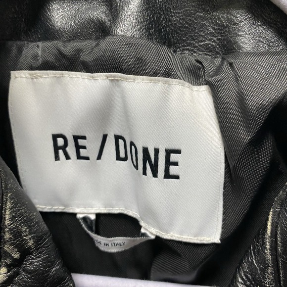 Nwt Women's‎ Re/done Brand Distressed Italian Leather Moto Black Jacket S $1250 - Picture 14 of 16